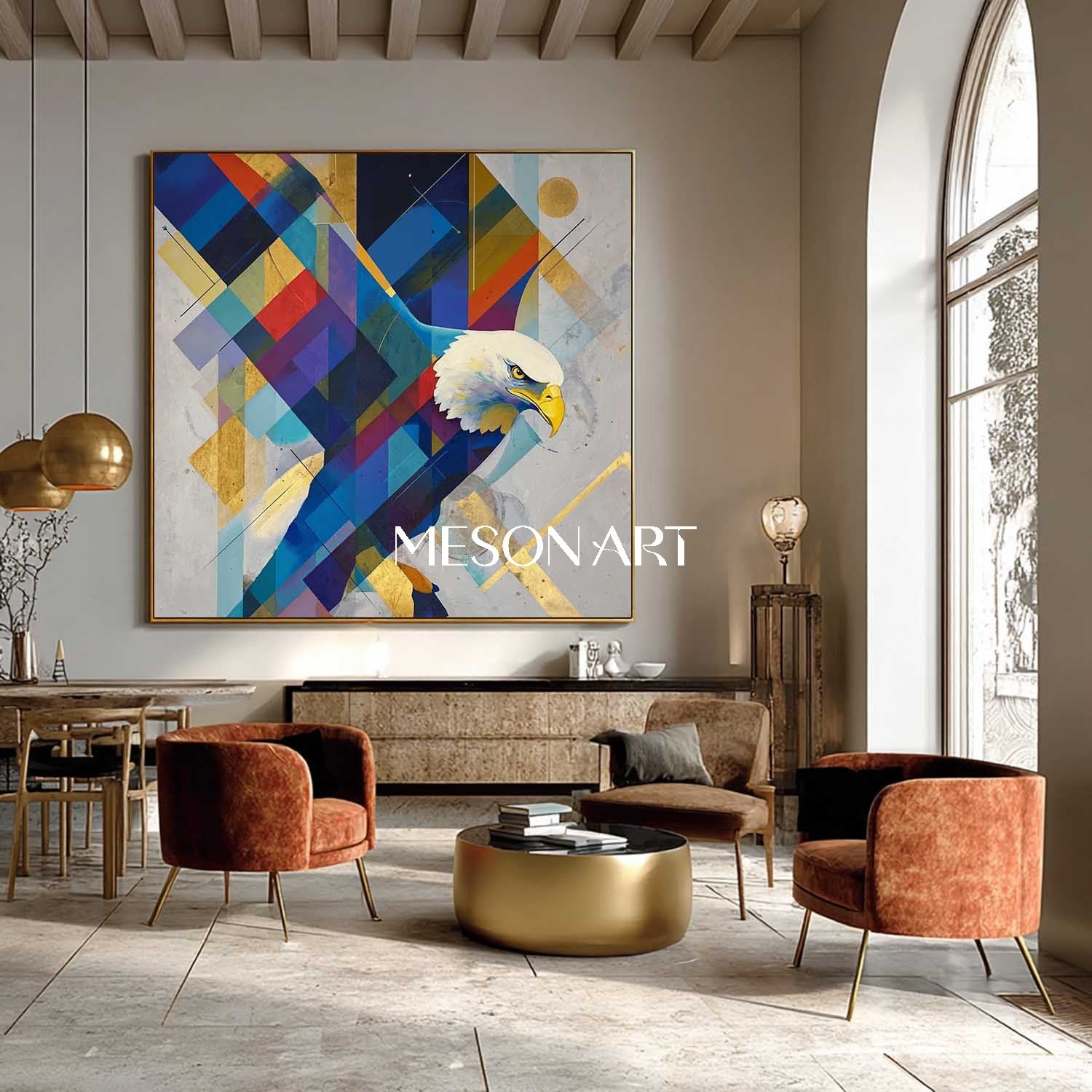 Buy Modern Abstract Eagle Wall Art Geometric Colorful Canvas Painting