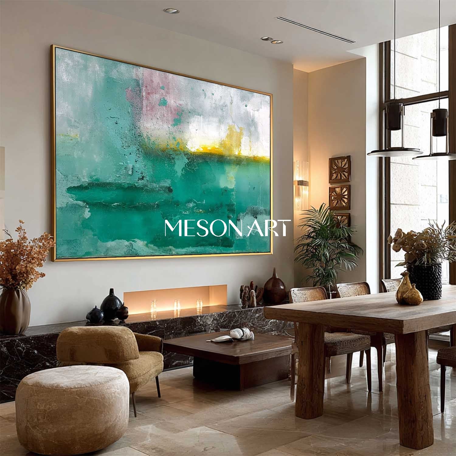 Buy Green Abstract Art Fireplace Sage Green Canvas Wall Decor Painting