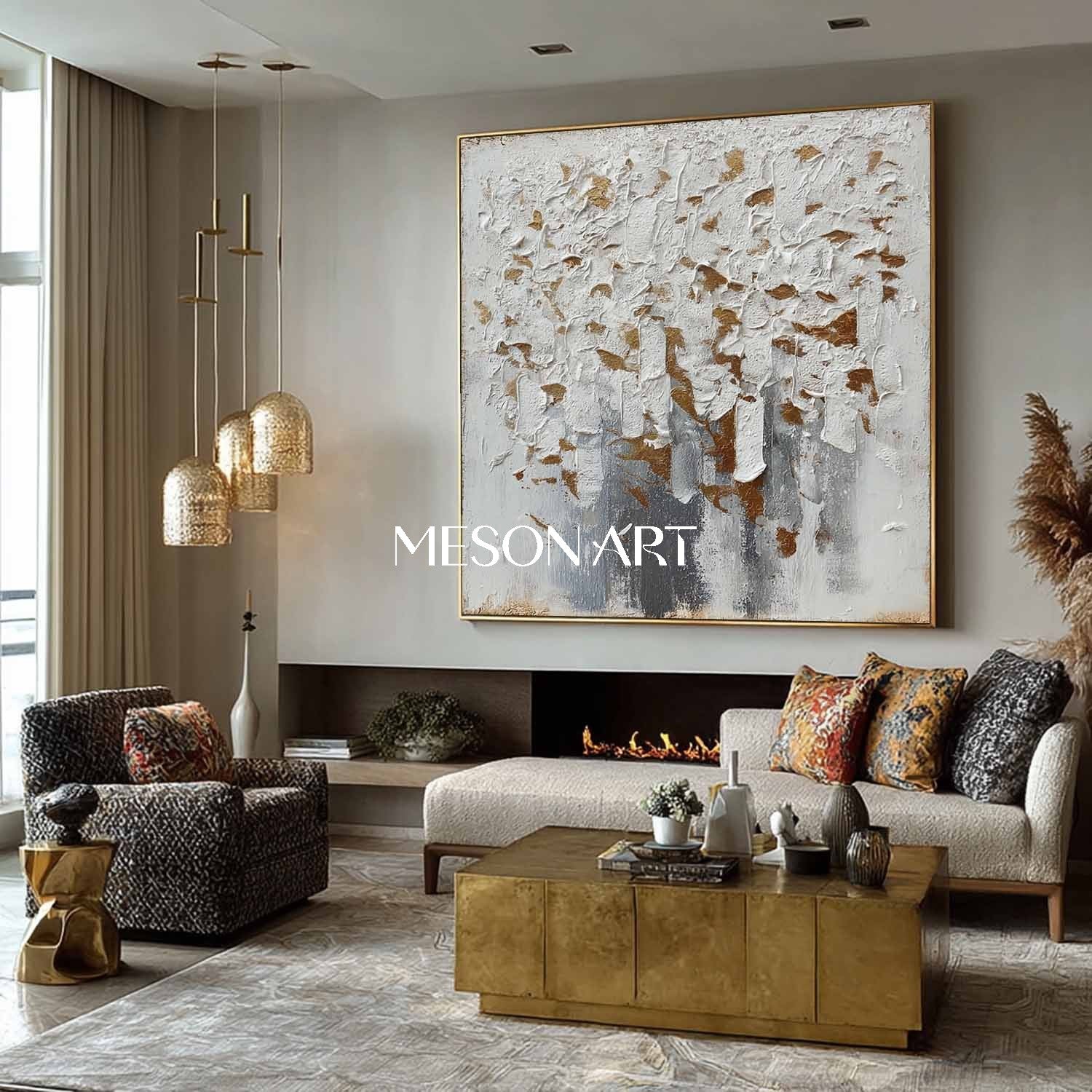 Luxuray Modern Geometric Abstract Painting Textured Wabi-Sabi Canvas