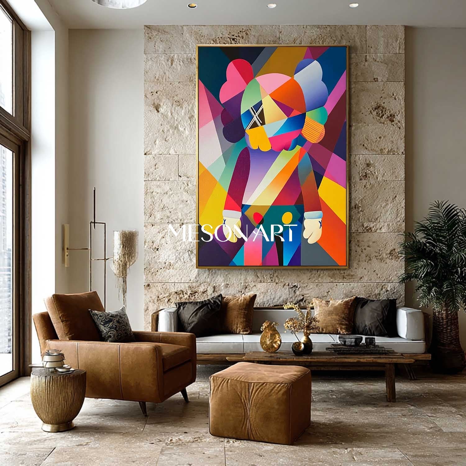 カラフルなKAWSポップ抽象絵画モダンジオメトリックアート玄関用
