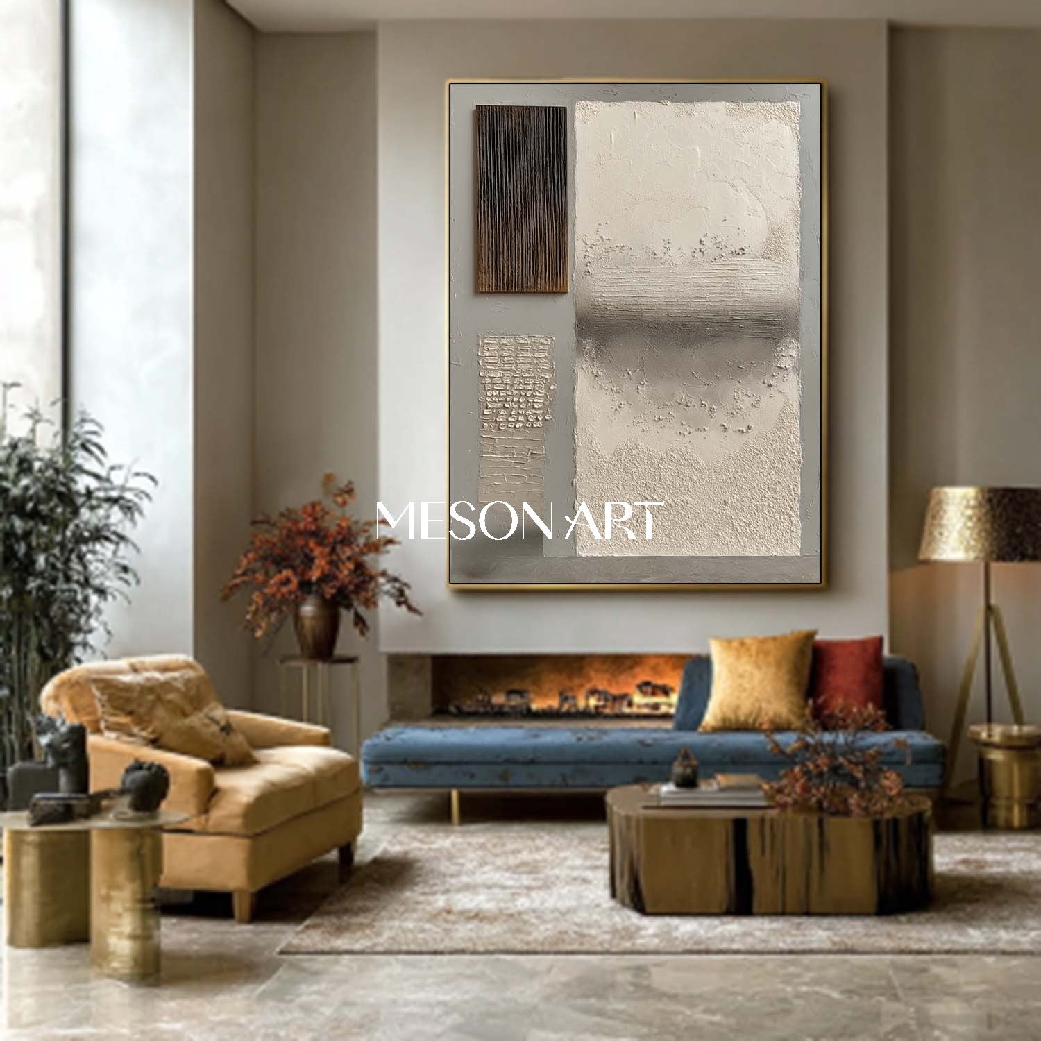 Wabi-Sabi Textured Abstract Canvas 24"Hx 20"W/ 61 x 51 CM Wall Art