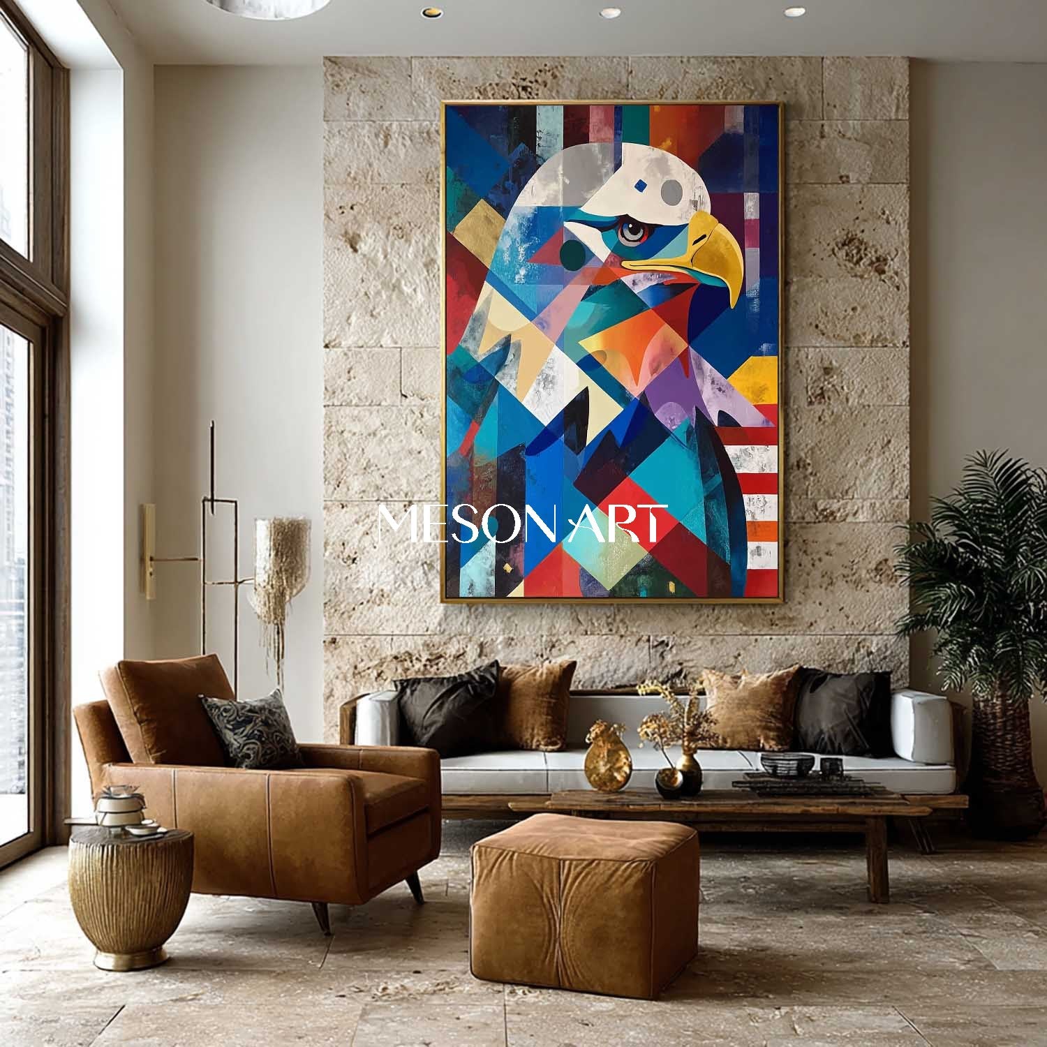 Large American Eagle Canvas Original Geometric Contemporary Wall Art
