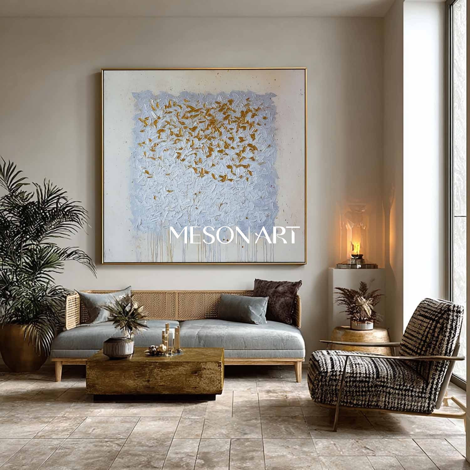 Handmade Wabi-Sabi Abstract Canvas Painting Textured Modern Wall Art