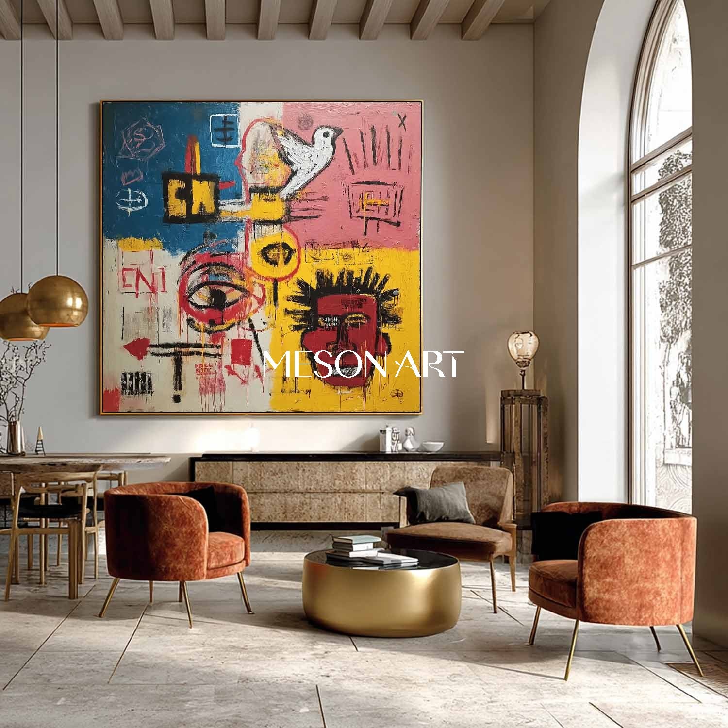 Graffiti Inspired Pop Art Canvas Bold Colors Urban Symbols Modern Wall