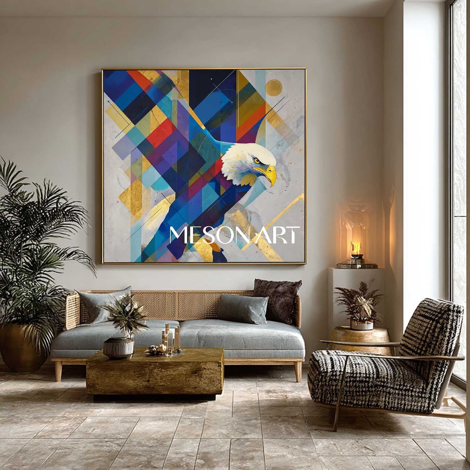 Buy Modern Abstract Eagle Wall Art Geometric Colorful Canvas Painting