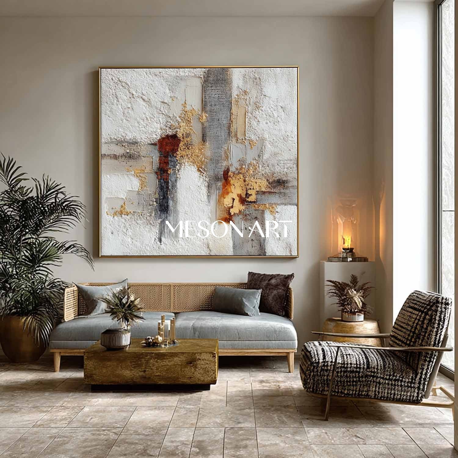 Wabi-Sabi Textured Painting Minimalist Neutral Tones Wall Art Decor