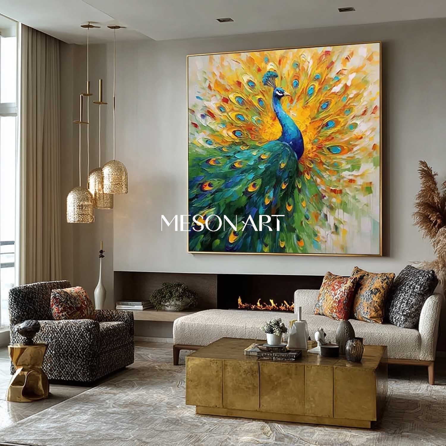 Shop Colorful Peacock Wall Art Modern Abstract Painting Vibrant Canvas