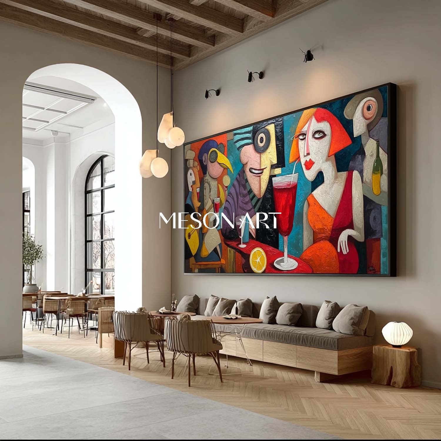 Order Large Panoramic Pop Art Painting for Living Room or Hotel Lobby