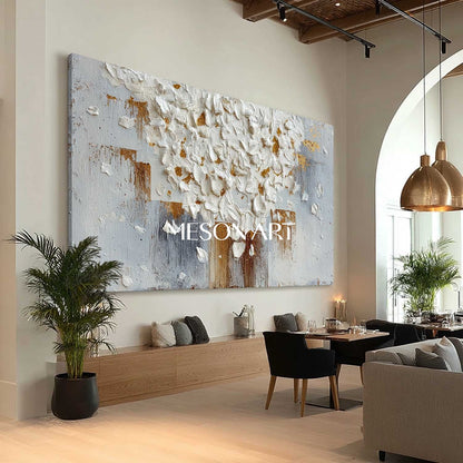 Modern Luxury Abstract Plaster Wall Art Neutral Color Framed Canvas