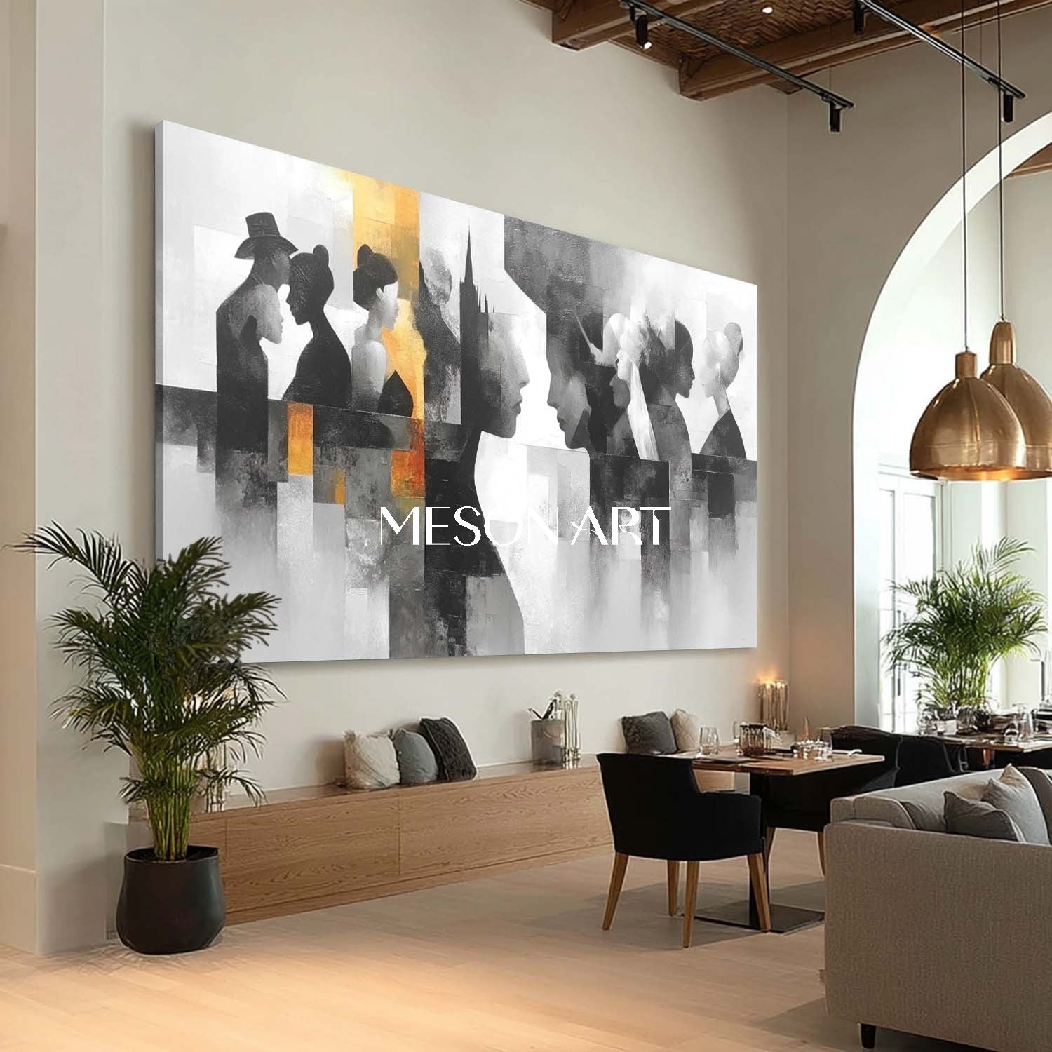 Large Black White Abstract Wall Art Modern Silhouette Canvas Decor