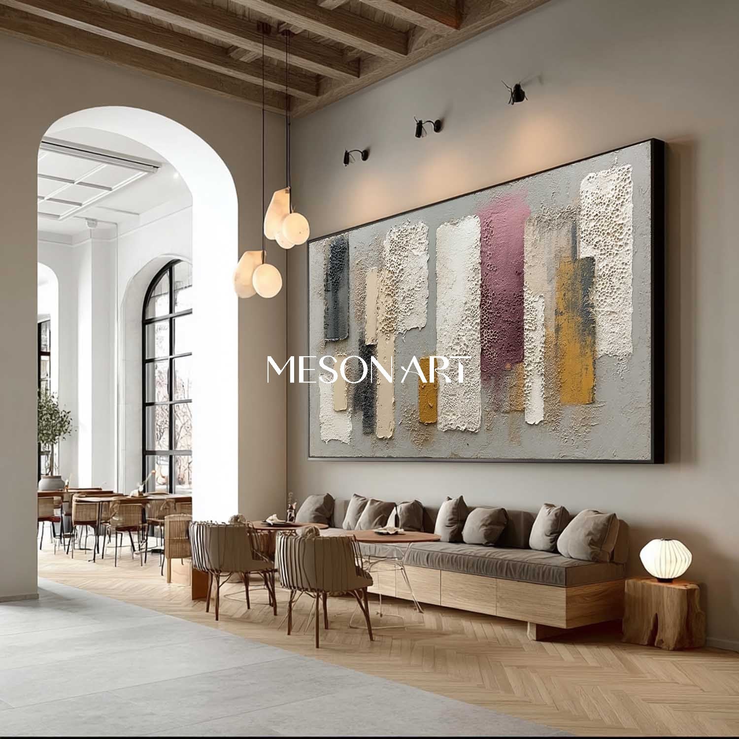 Contemporary Wabi-Sabi Geometric Art Large Colorful Wall Decor