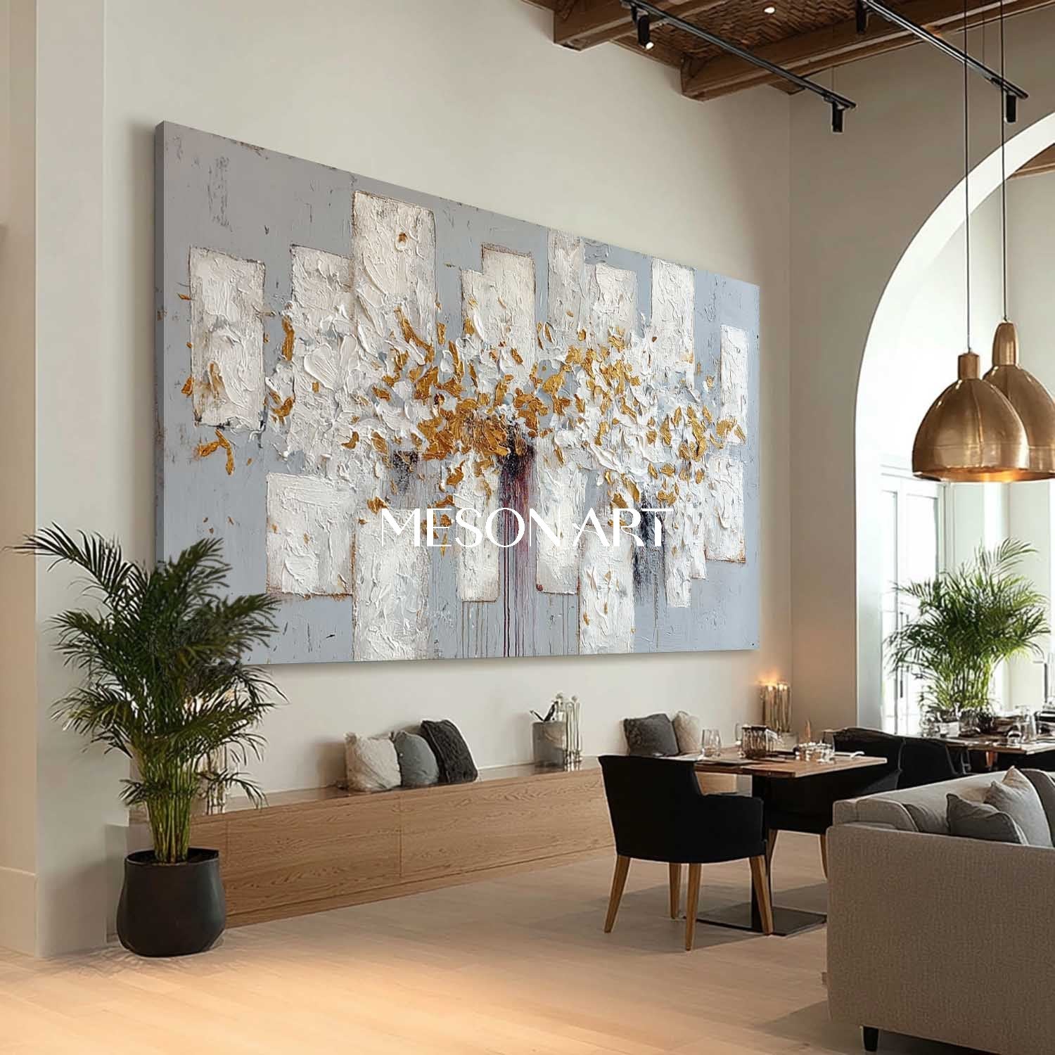 Buy Large Framed Abstract Wall Art Gold Textured Canvas Decor On Sale