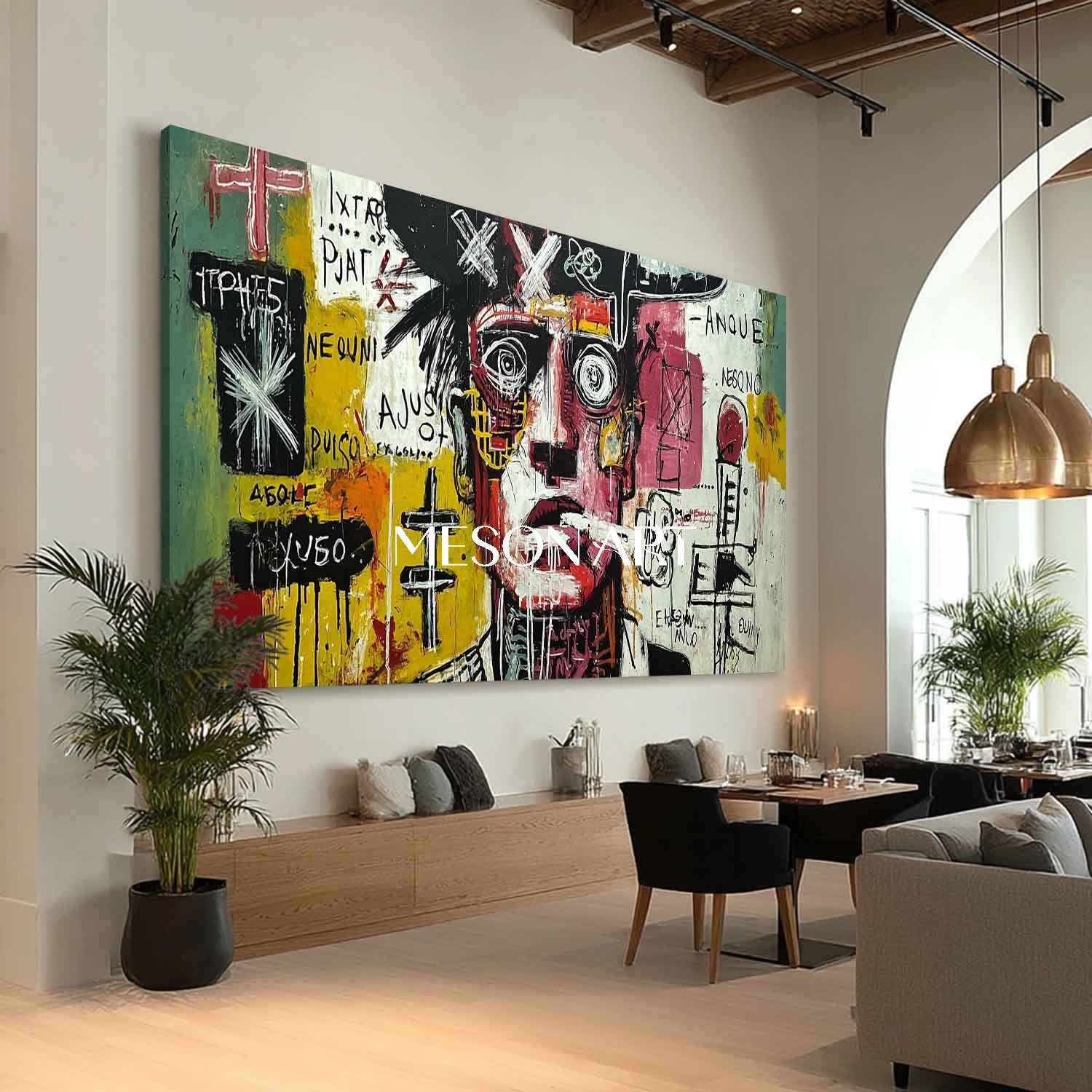 Large Abstract Neo Expressionism Portrait Painting Modern Home Decor