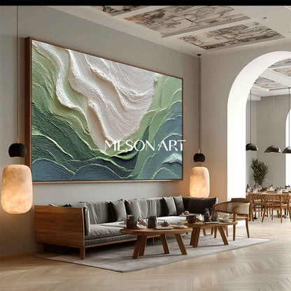 Large Green Landscape Texture Painting Green Landscape Canvas Wall Art for Living Room