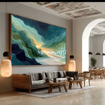 3D Large Living Room Green Abstract Landscape Canvas Wall Art for Sale