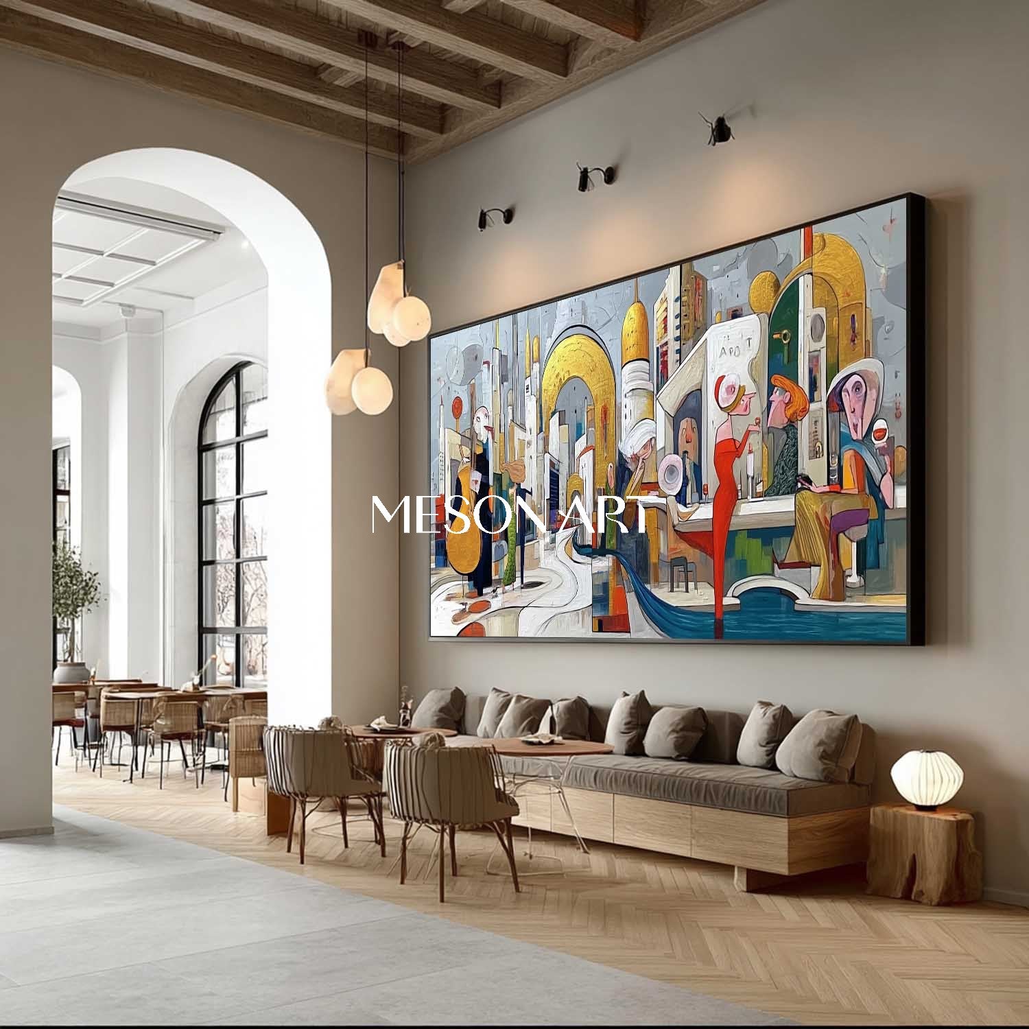 Oversized White Contemporary Textured Art Hand Painted Canvas Bedroom