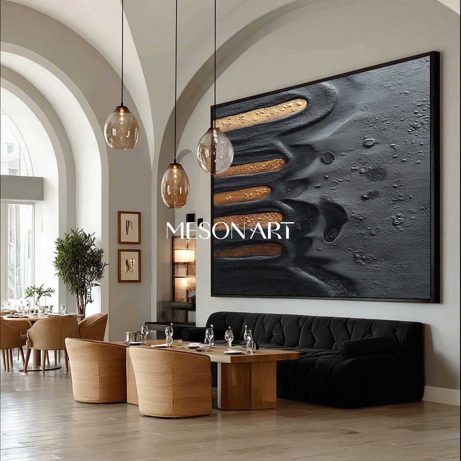 Shop Black Large Textured Minimalist Abstract Art Modern Living Room