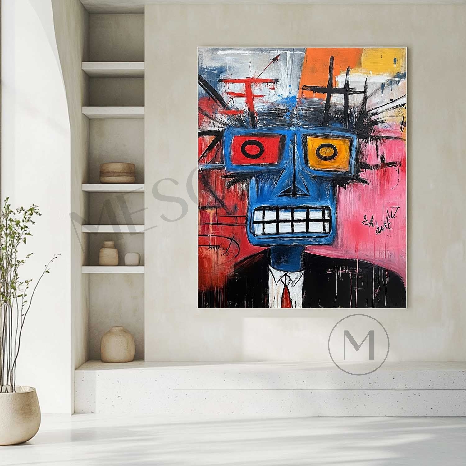 Cool Male Gentleman Portrait Graffiti Art Canvas Cool Male Graffiti Portrait Wall Painting