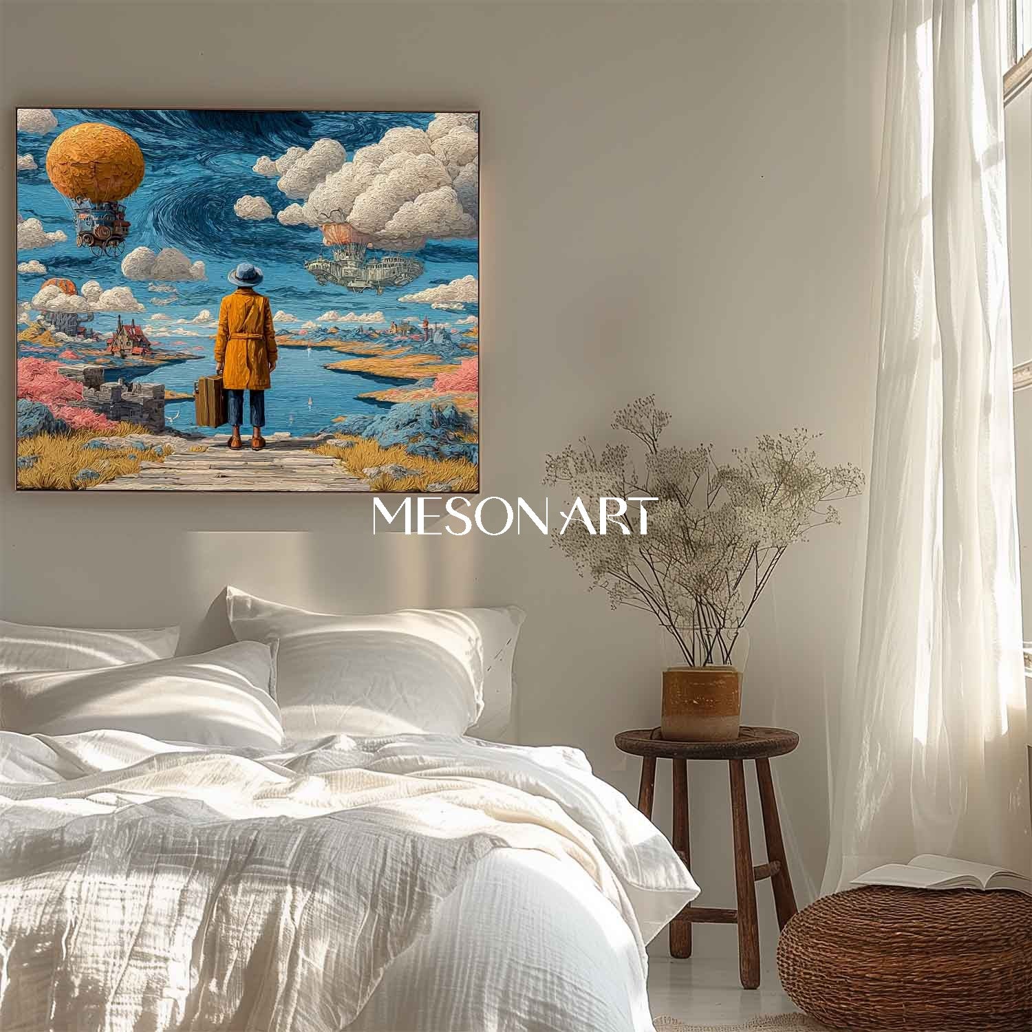 Voyager’s Horizon Surreal Art Handmade Painting Living Room Wall Decor