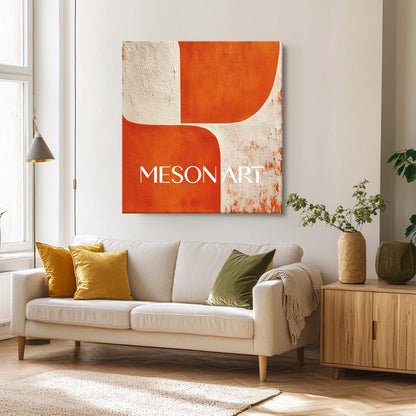 Neutral and Orange Abstract Canvas Contemporary Minimalist Modern Wall Art