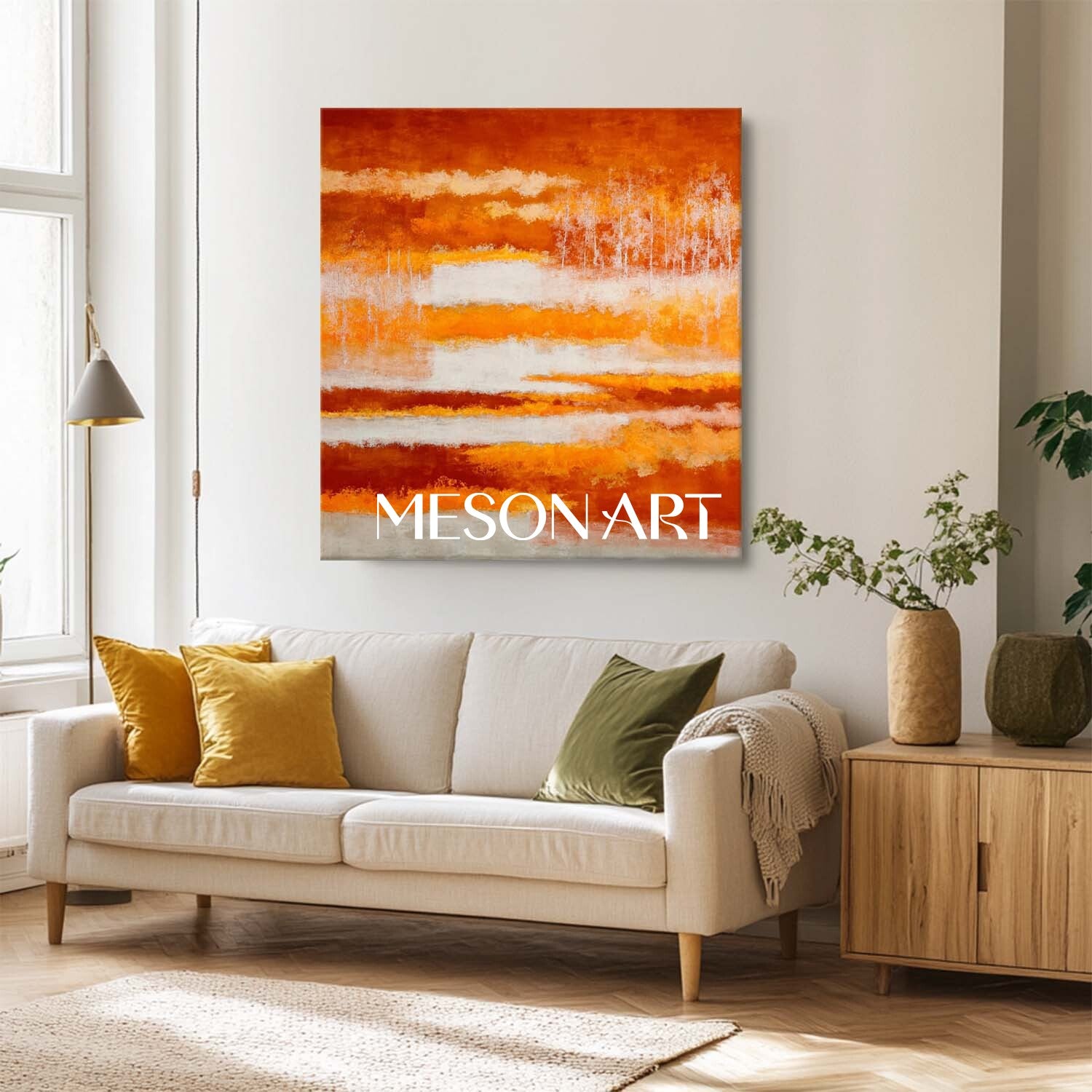 Autumn Abstract Painting Large Textured Canvas with Fall Colors