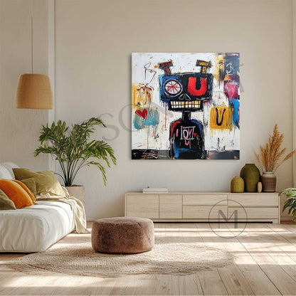 Large LOVE Graffiti Portrait Abstract Painting LOVE Graffiti Abstract Canvas Wall Art Decor