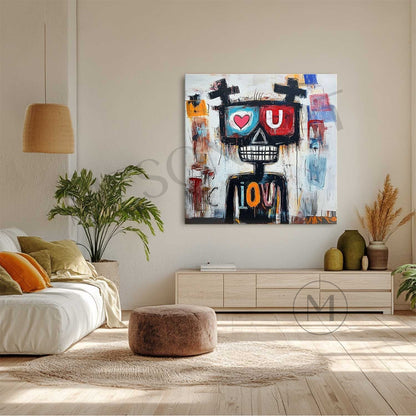 Large Love Graffiti Portrait Abstract Painting Love Graffiti Abstract Canvas Wall Art Decoration