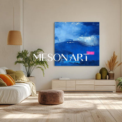 Large Contemporary Blue Abstract Canvas Wall Art Blue Abstract Landscape Paintings for Sale