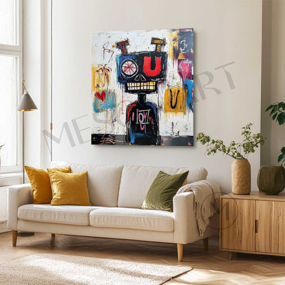 Large LOVE Graffiti Portrait Abstract Painting LOVE Graffiti Abstract Canvas Wall Art Decor