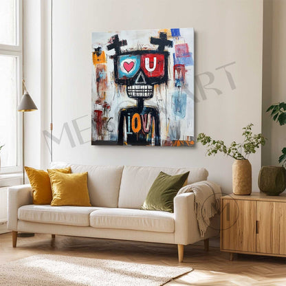 Large Love Graffiti Portrait Abstract Painting Love Graffiti Abstract Canvas Wall Art Decoration