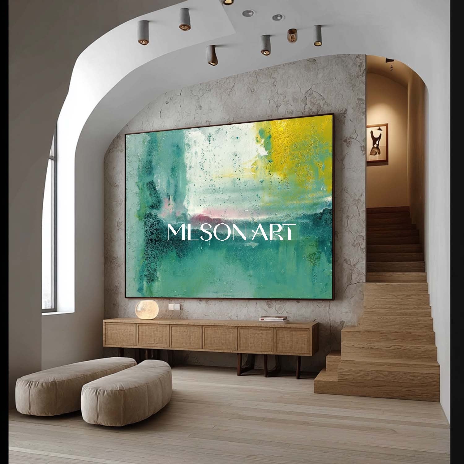 Abstract Light Green Canvas Art for Living Room Wall Décor Green Wall Art for Home