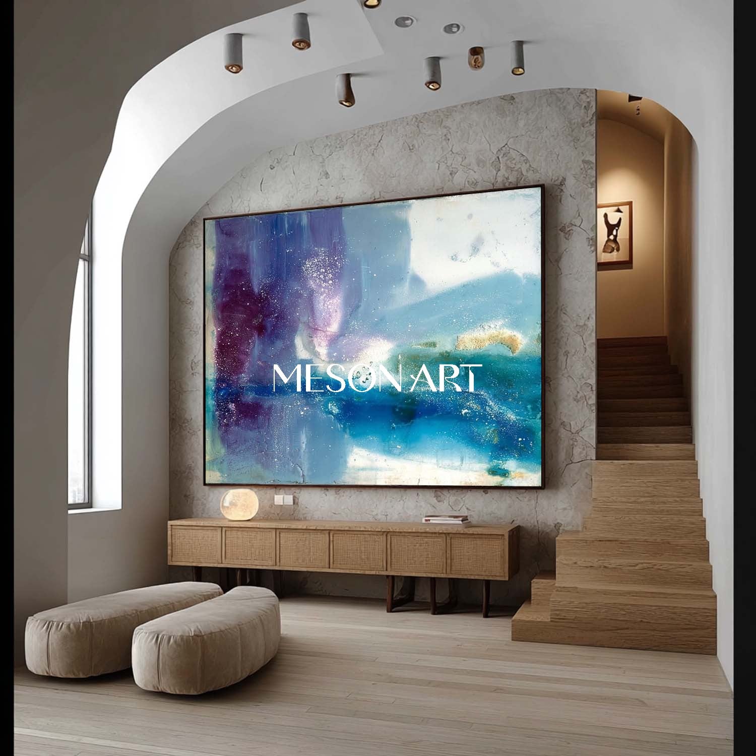 Large Blue Abstract Art Wall Decor Blue Abstract Oil Paintings for Sale