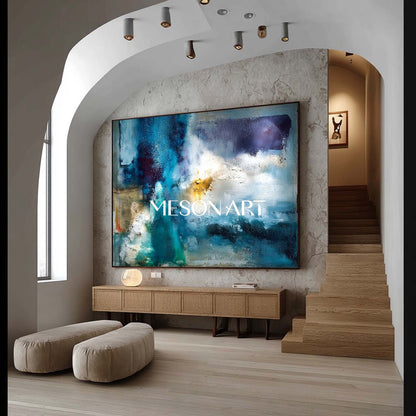 Dark Blue and White Abstract Art for Sale Dark Blue Abstract Canvas Wall Painting