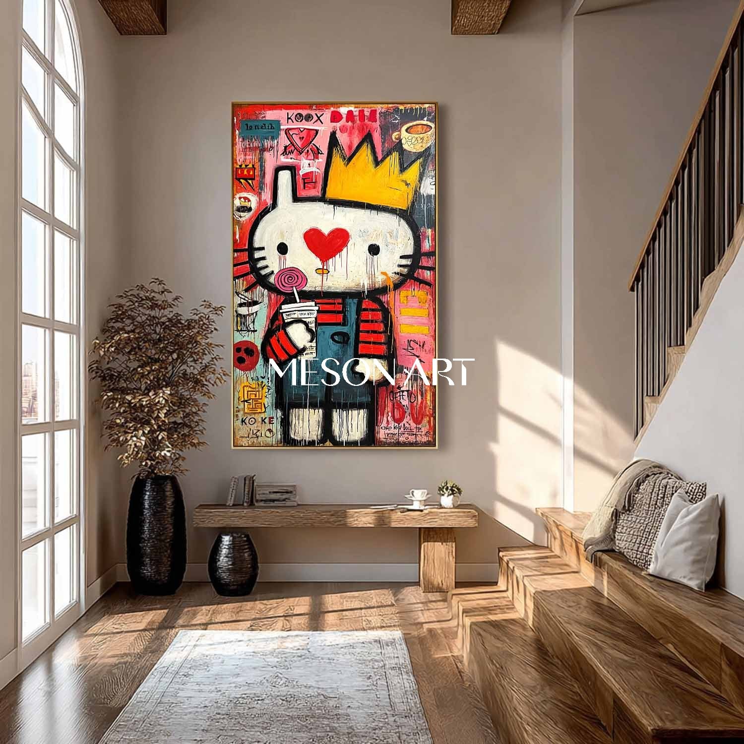 Red Pop Art Graffiti Oil Painting Modern Abstract Canvas Bedroom