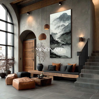 Large Vertical Landscape Painting Abstract Minimalist Mountain Canvas