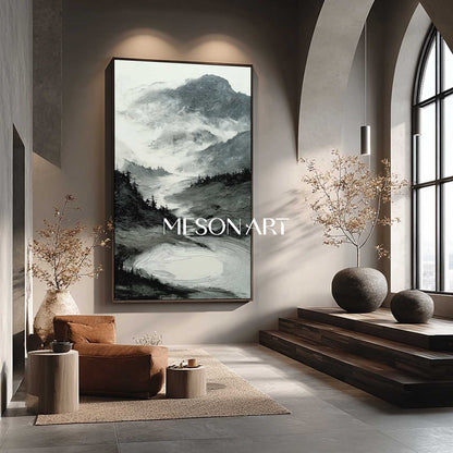 Large Vertical Landscape Painting Abstract Minimalist Mountain Canvas