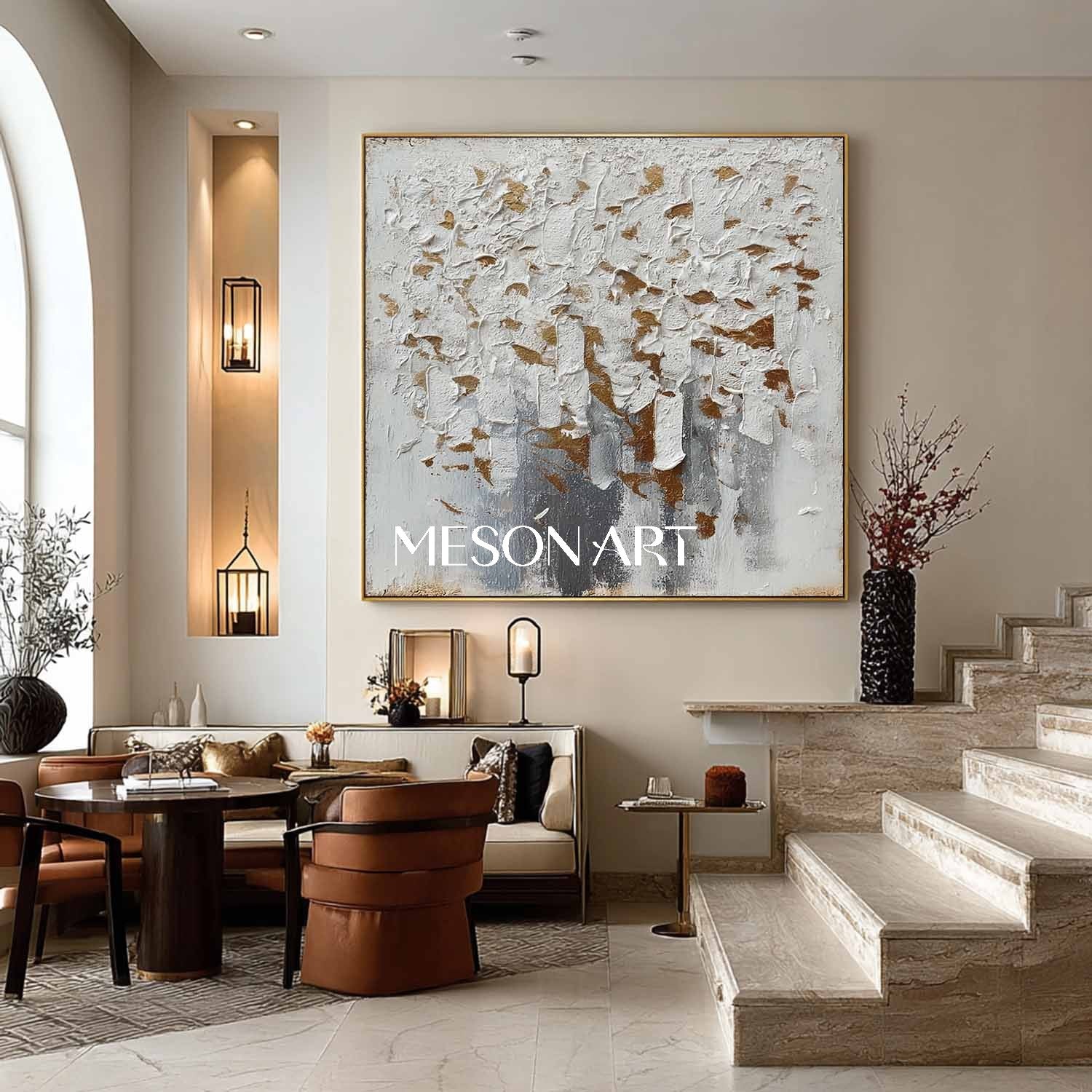 Luxuray Modern Geometric Abstract Painting Textured Wabi-Sabi Canvas