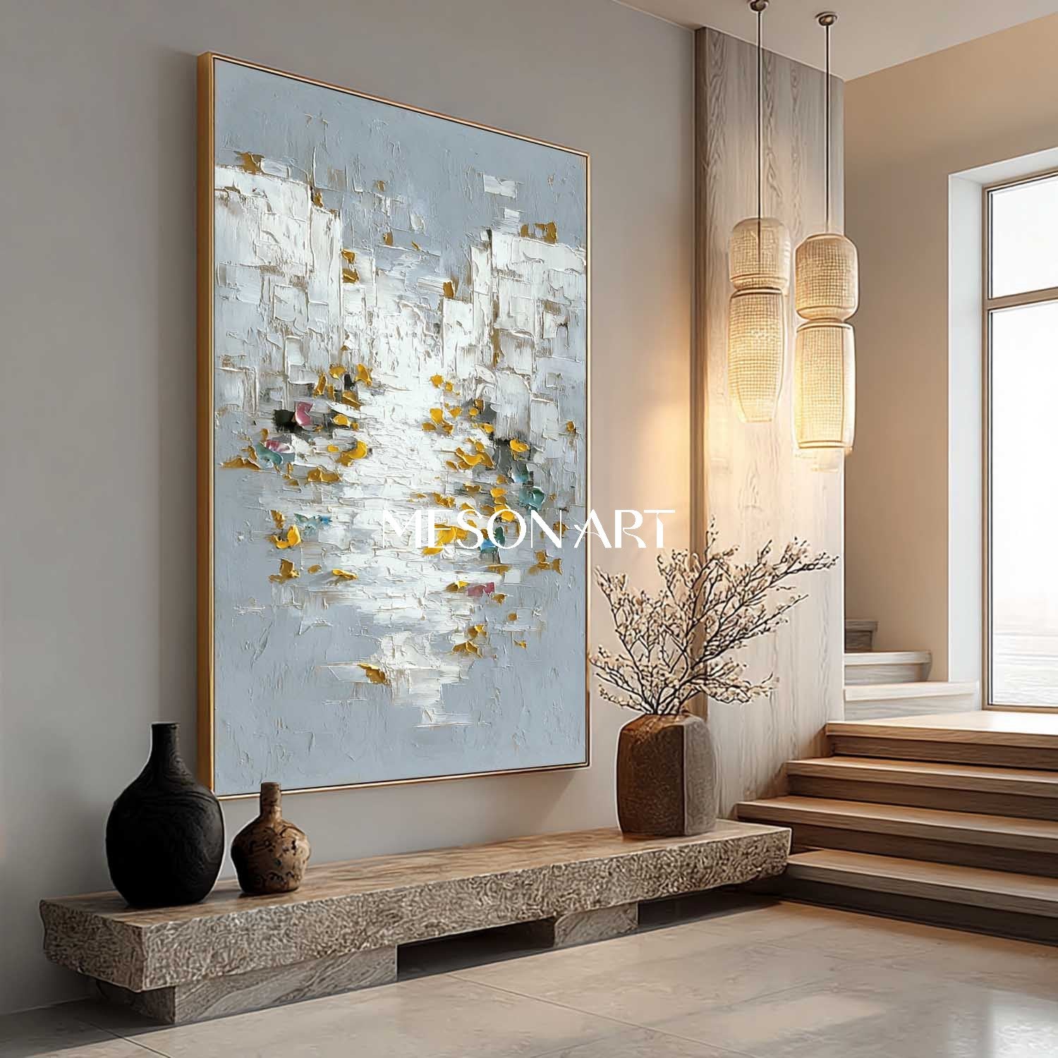 Vertical Abstract Wall Art Large Textured Modern Canvas Painting