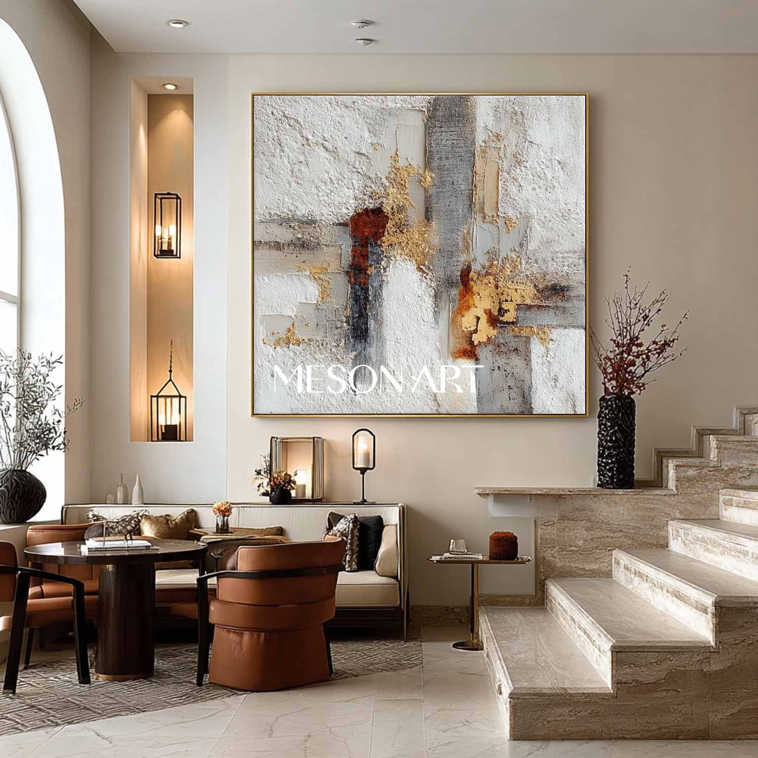 Wabi-Sabi Textured Painting Minimalist Neutral Tones Wall Art Decor