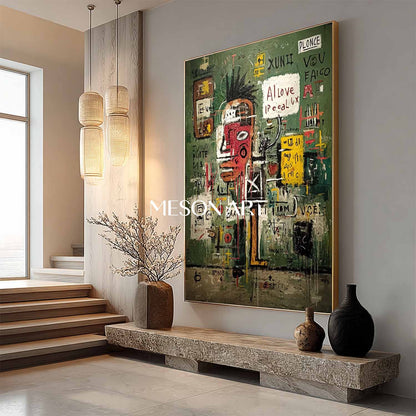 Abstract Graffiti Expressionist Painting Basquiat Inspired Wall Art