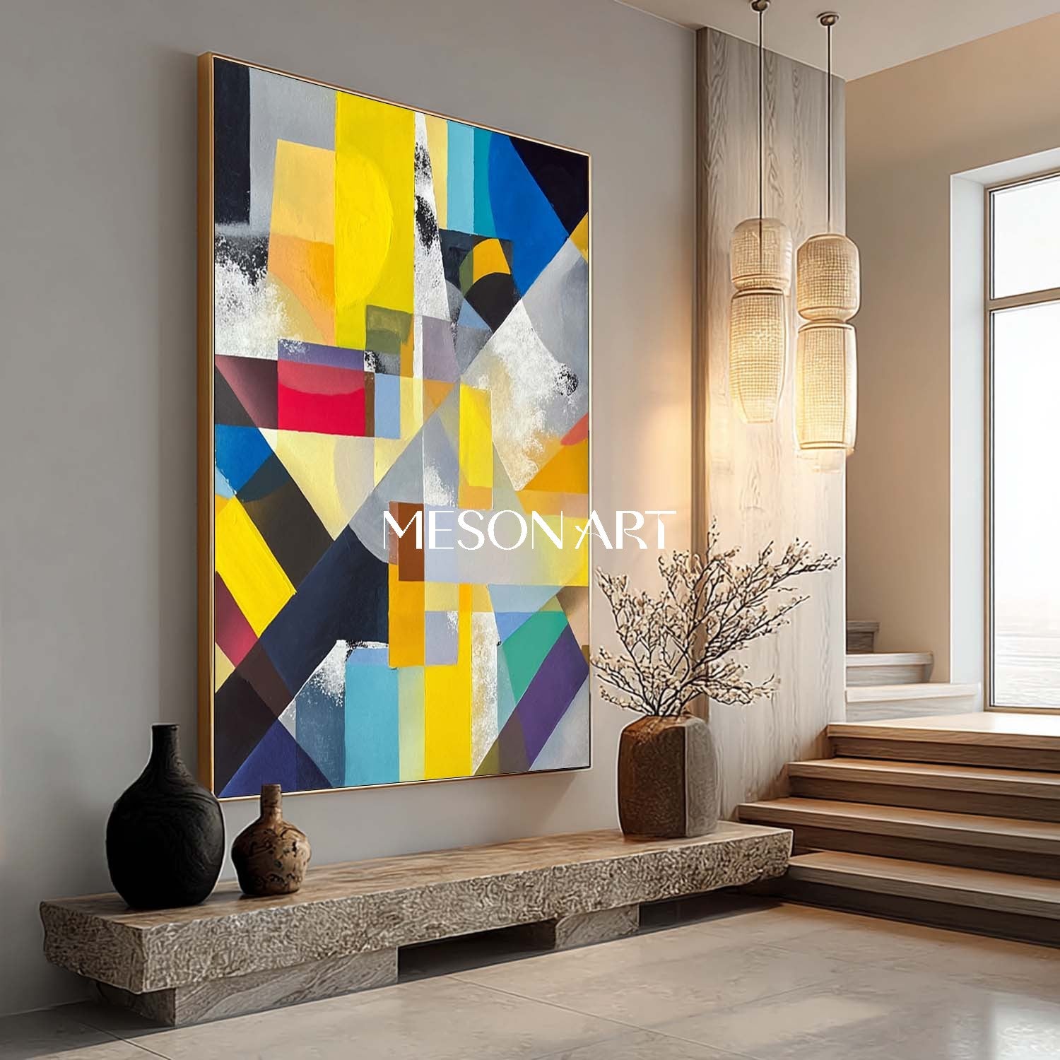 Abstract Geometry Painting Modern Living Room Artwork Wall Art Canvas