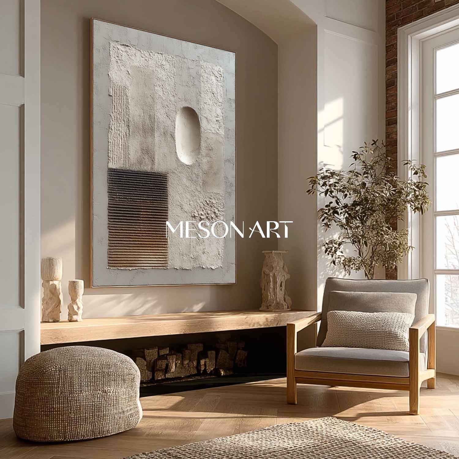 Large Wabi-Sabi Contemporary Minimalist Abstract Canvas with