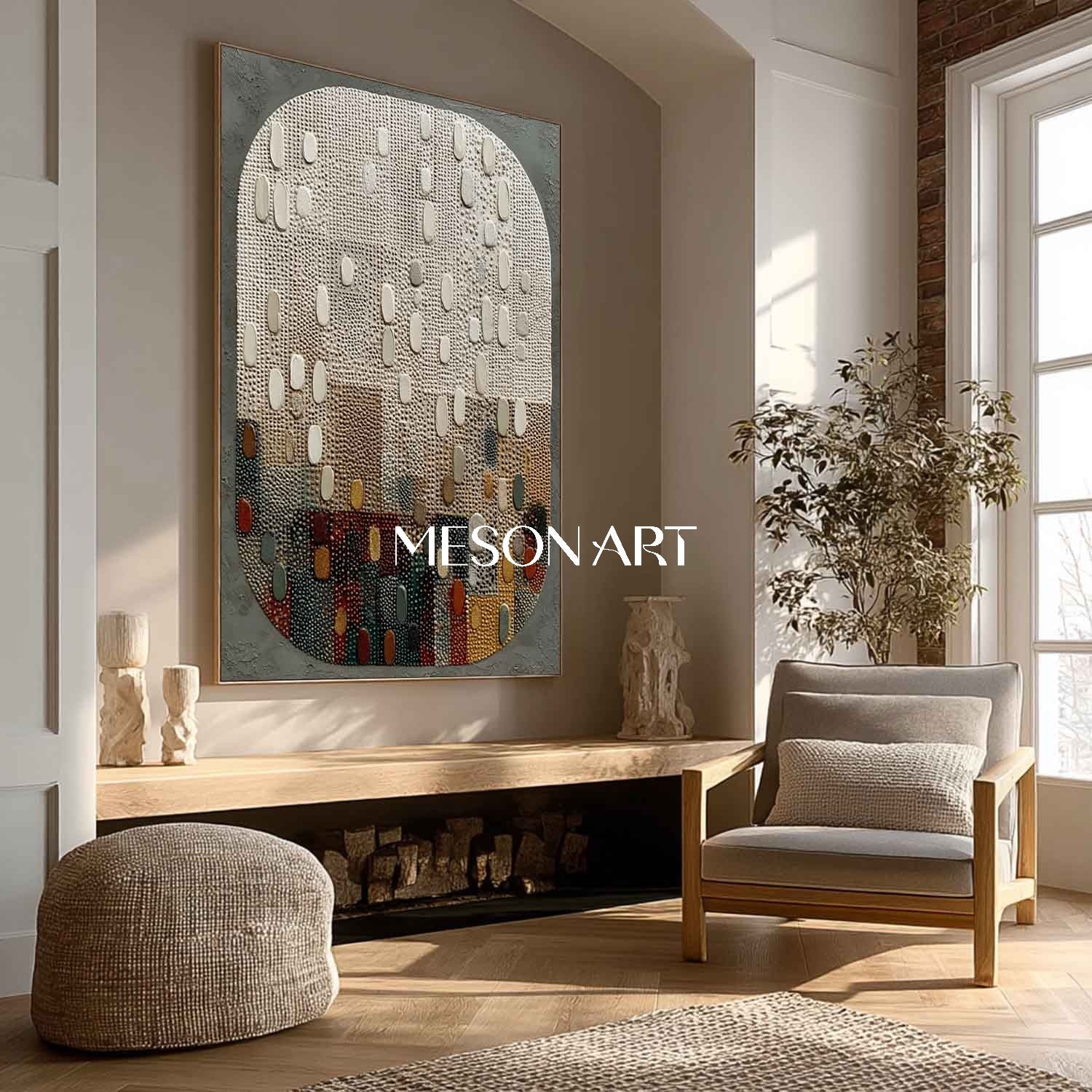 Contemporary Wabi-Sabi Textured Wall Art Colorful Neutral Square