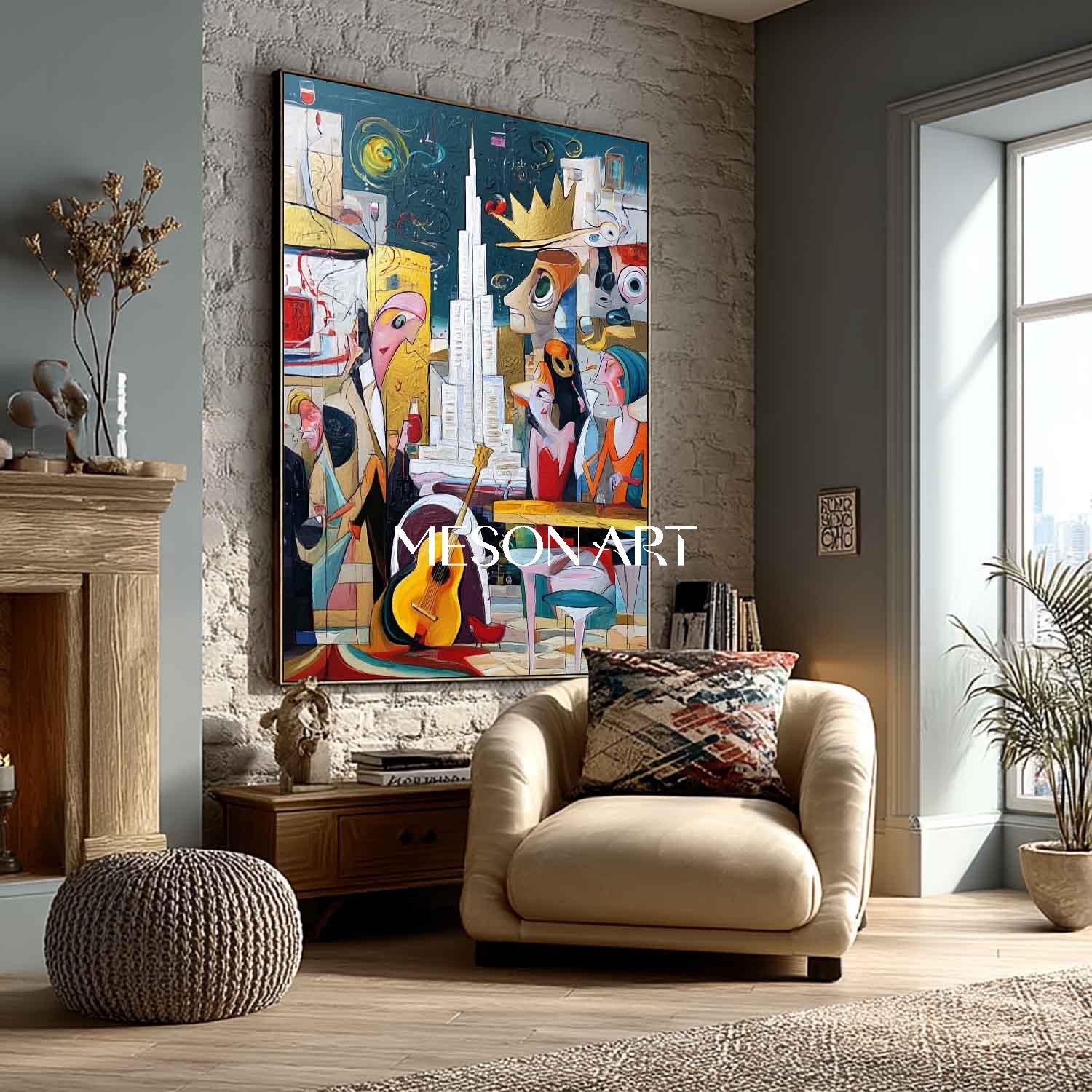Buy Modern Picasso Inspired Cubist Figurative Painting Large Wall Art