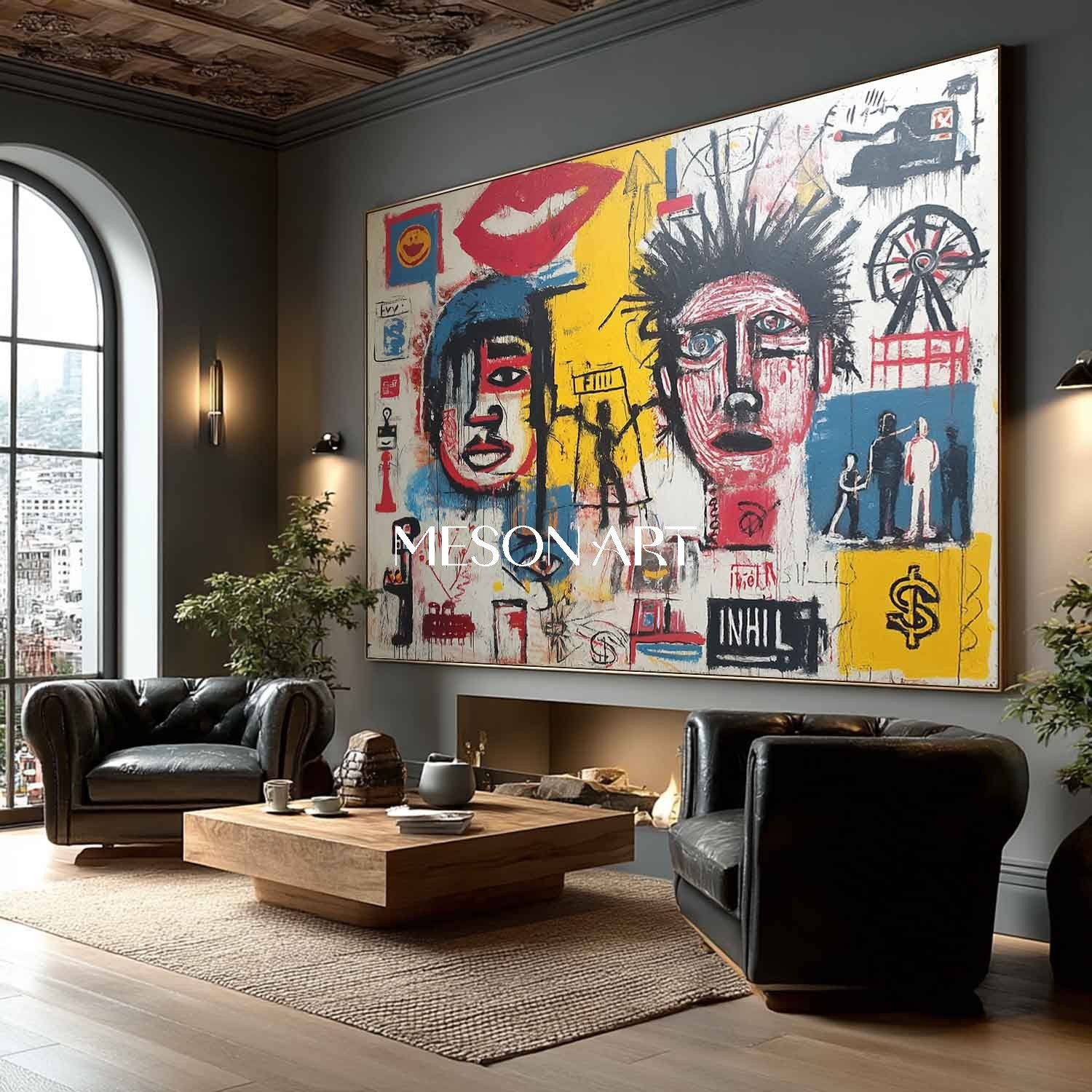 Contemporary Abstract Graffiti Expressionism Painting For Office Wall