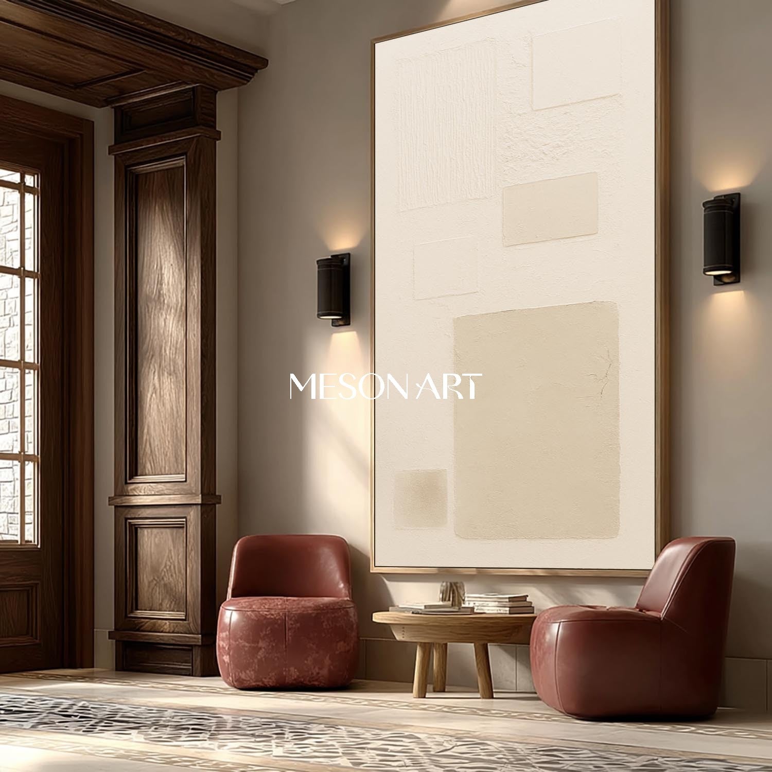 Beige Wabi-Sabi Contemporary Minimalist Textured Canvas Living Room