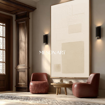Beige Wabi-Sabi Contemporary Minimalist Textured Canvas Living Room