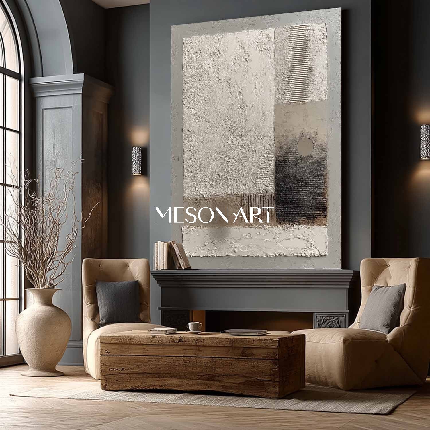 Heavy Textured Minimalist Abstract Oil Painting Wabi Sabi Wall Art