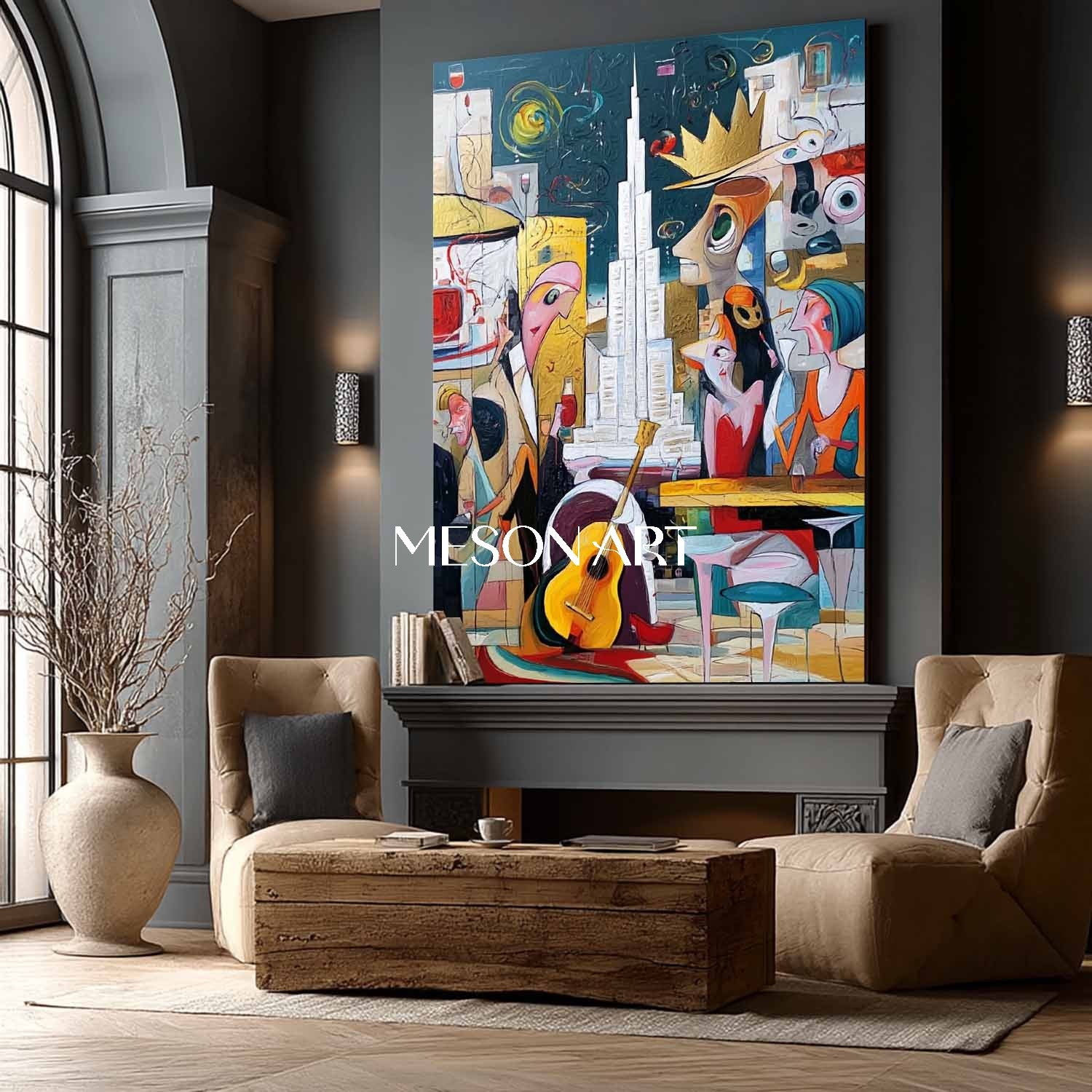Buy Modern Picasso Inspired Cubist Figurative Painting Large Wall Art