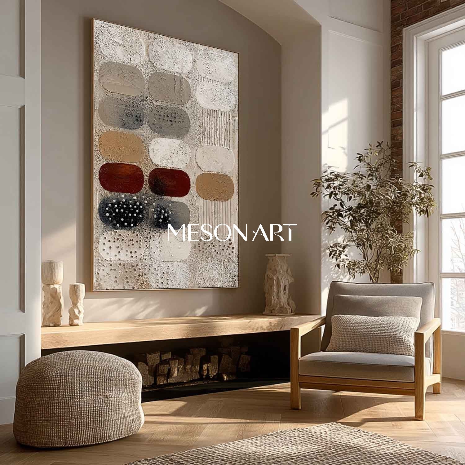Buy Earthy Tones Wabi-Sabi Wall Art Neutral Textured Abstract Painting
